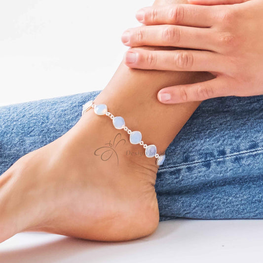 Opalite Anklet, Sterling Silver Anklet, Statement Jewelry