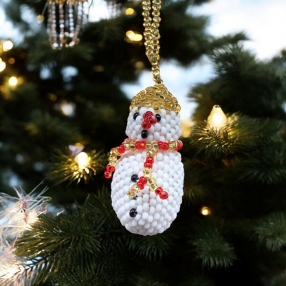 Snowman Beaded Christmas Ornament