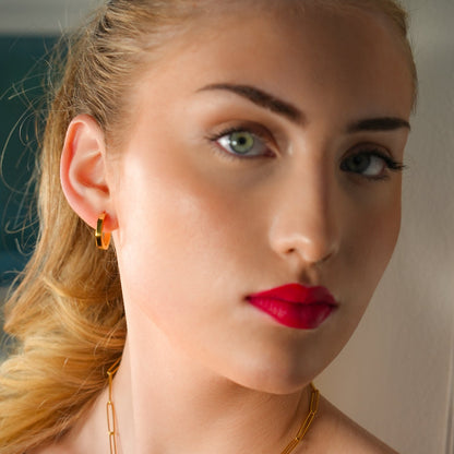 BOLZANO Gold: Hexagon Shaped Contemporary Hoop Earrings