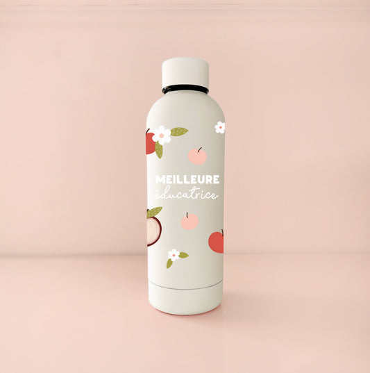 Creme Thermosflasche - Beste Erzieherin oder Lehrerin - Äpfel