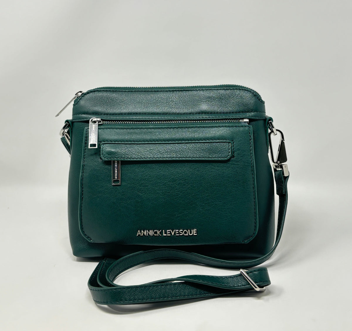 Petit Sac à Bandoulière en Cuir vert foncé, Brigitte