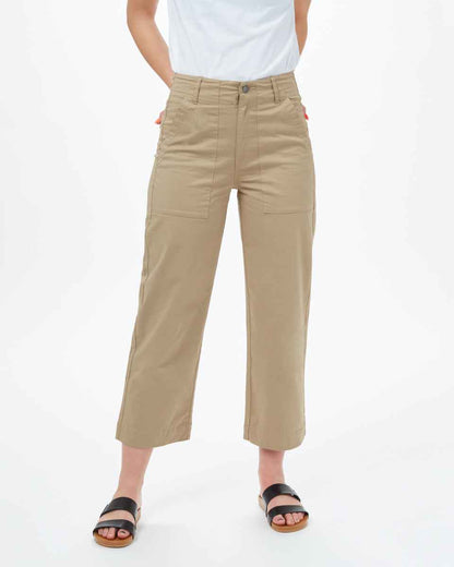 Twill Cropped Wide Leg Pant