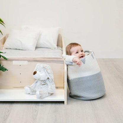 APPLE CRIB - Montessori Floor Bed with Rails & Shelves