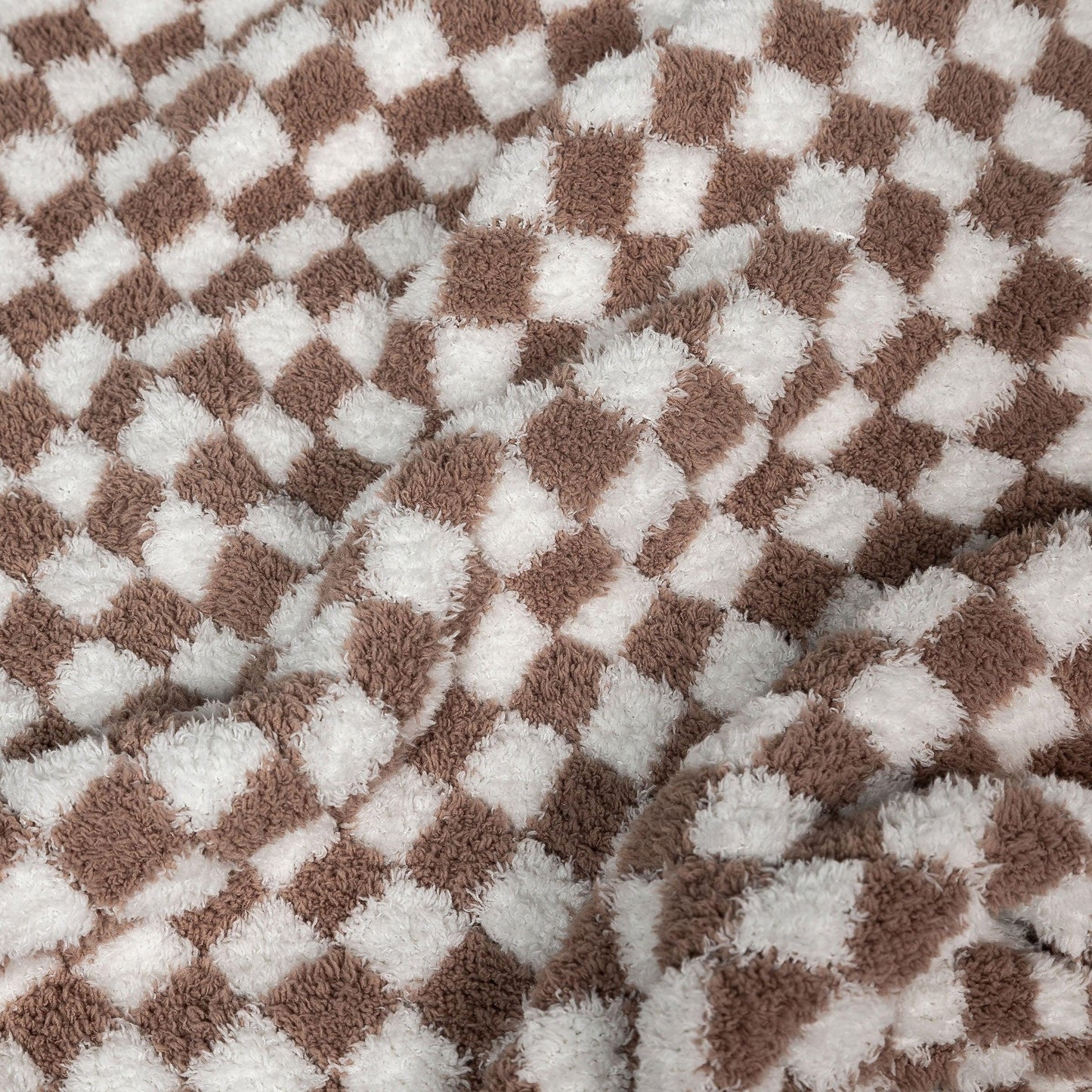 Chocolate Milk & White Check Print Toddler Blanket