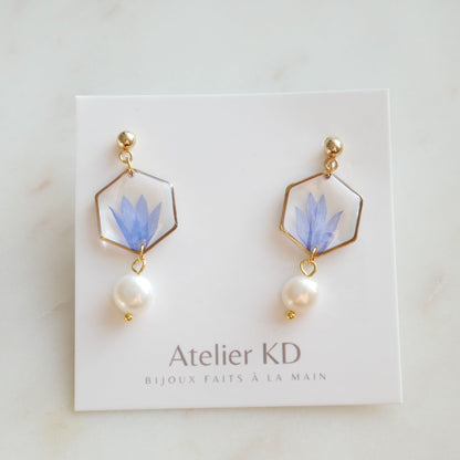 Boucles d'oreilles Perla Blu - hexa