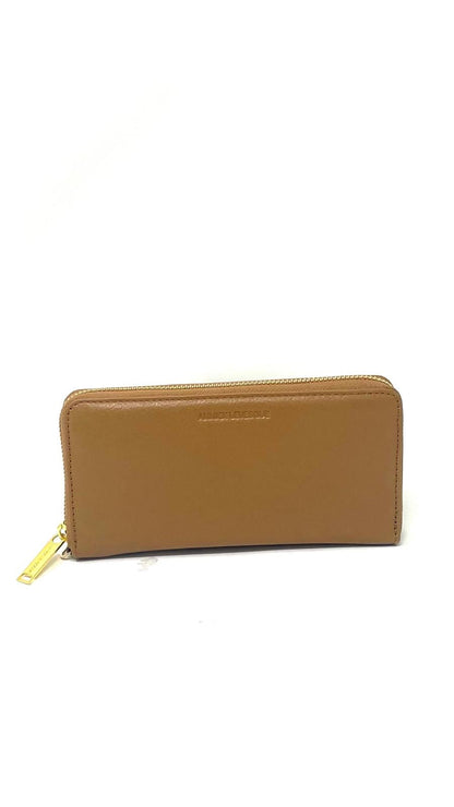 Portefeuille en cuir véritable Tan, Carla
