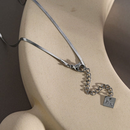 CATANIA: Snake Skin Textured Silver Chain Necklace