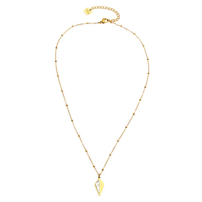 CATORI Minimalist Metal & Shell Diamond Shaped Pendant Necklace
