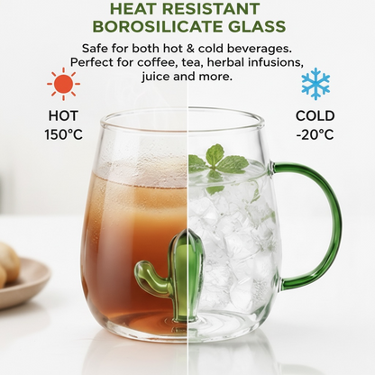 Cactus Borosilicate Glass Mug 13.5 oz - 1Piece