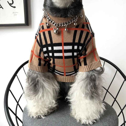 Dog Knit Sweater | Brrbrry Plaid Dog Sweater