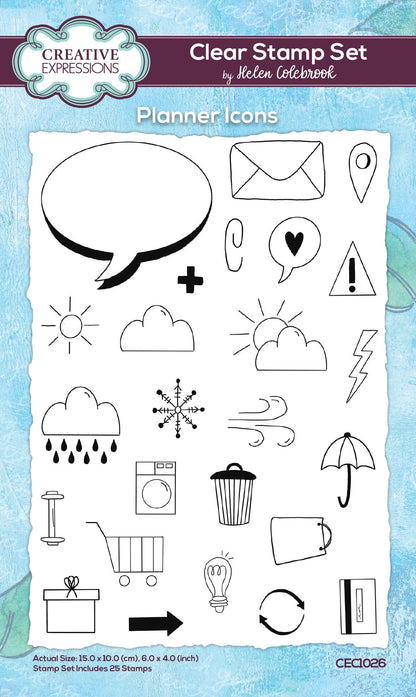 Creative Expressions Helen Colebrook Planner Icons 6 in x 4 in Clear Stamp Set