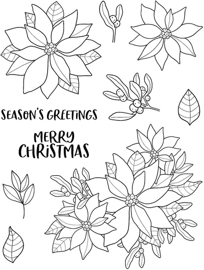 Creative Expressions Jane's Doodles Poinsettia 6 in x 8 in Clear Stamp Set
