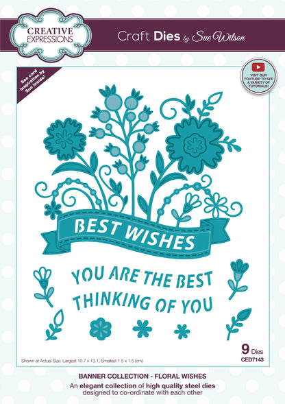 Creative Expressions Sue Wilson Floral Wishes Banner Craft Die