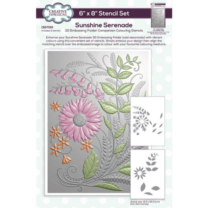 Creative Expressions Sunshine Serenade Companion Colouring Stencil 6 in x 8 in Set of 2