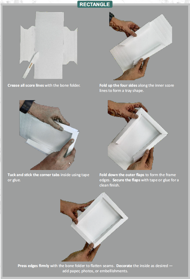 CrafTreat 3D Fold Shapes - Frames White - Rectangle 6pcs