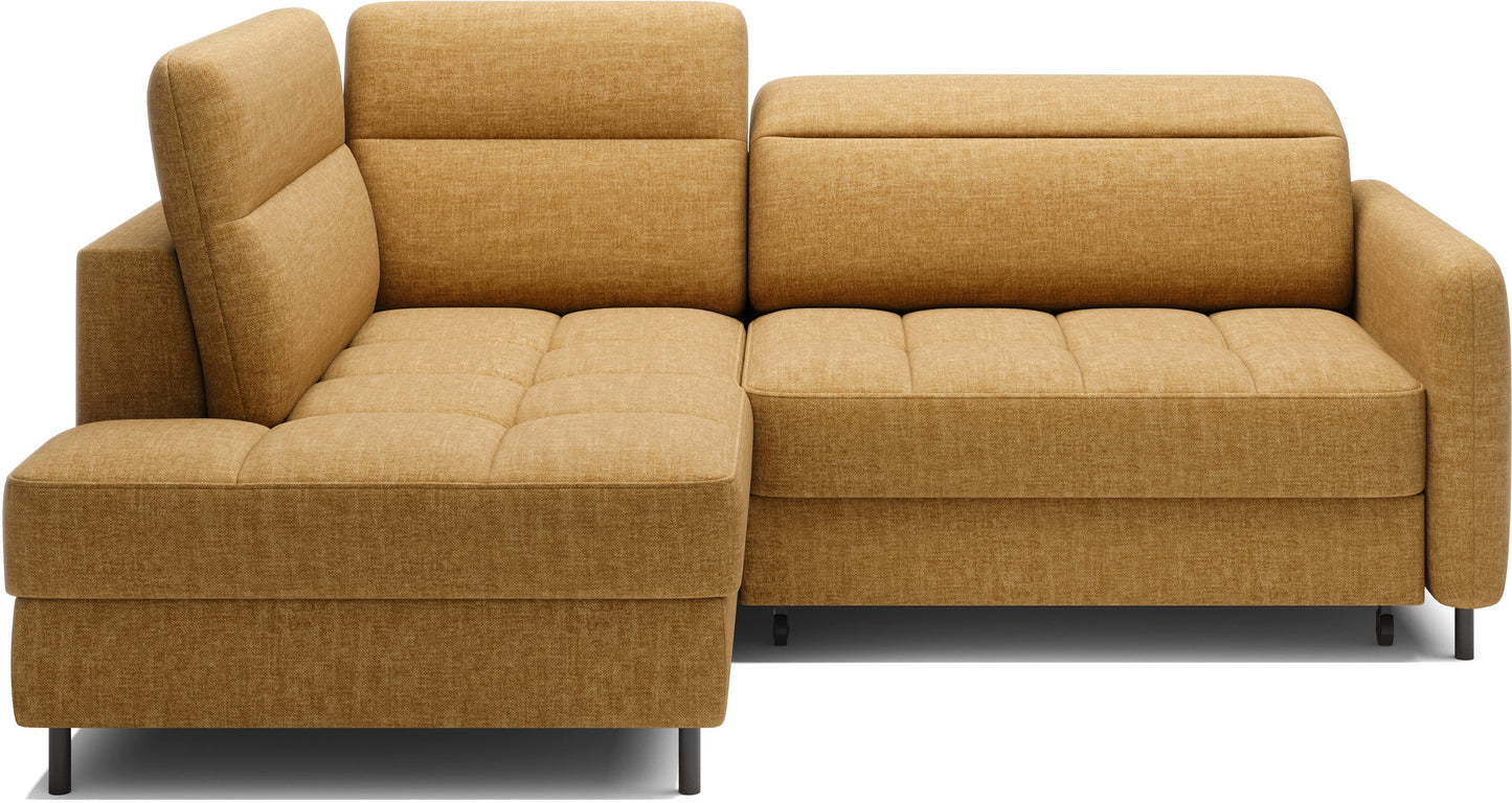 Barea 3 Seater Storage Sleeper Chaise Sofa - Mustard