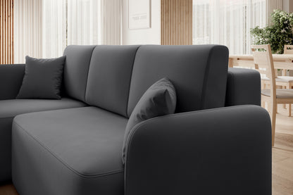 Hadson 3 Seater Storage Sleeper Chaise Sofa - Grey