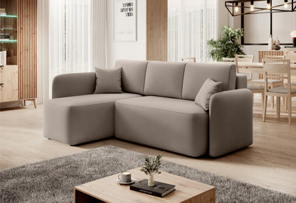Hadson 3 Seater Storage Sleeper Chaise Sofa - Beige