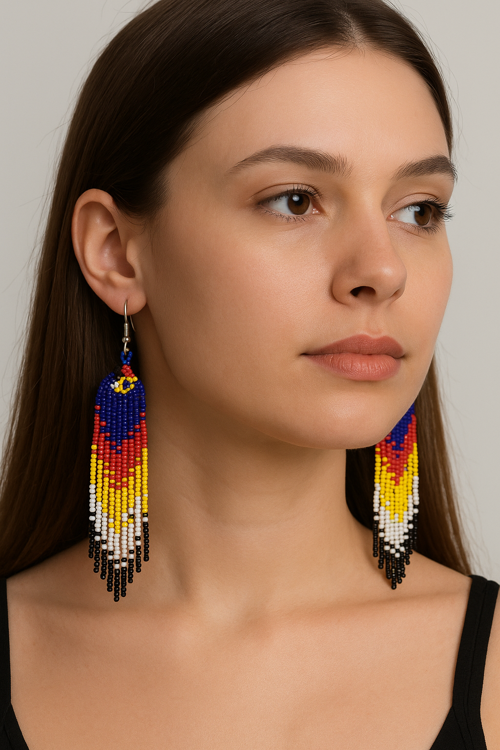 Blue Firebird Spirit Beaded Earrings
