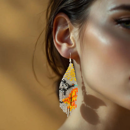 Silver Sky Dancer Beaded Earrings