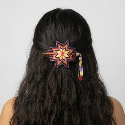 Purple Handmade Beaded Star Barrette
