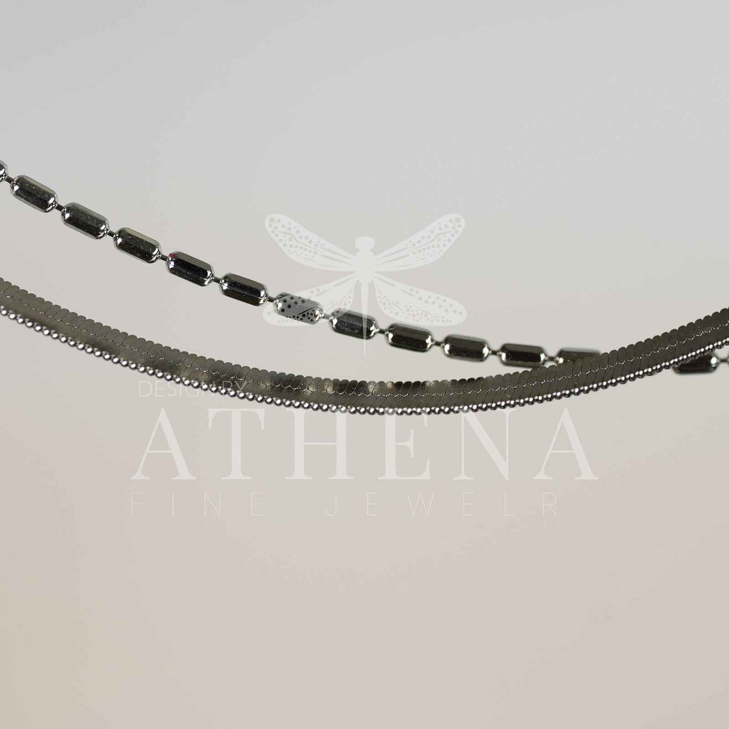 Layering Herringbone Anklet | Sterling Silver with Platinum Plating | Adjustable Fit | Timeless & Modern Jewelry