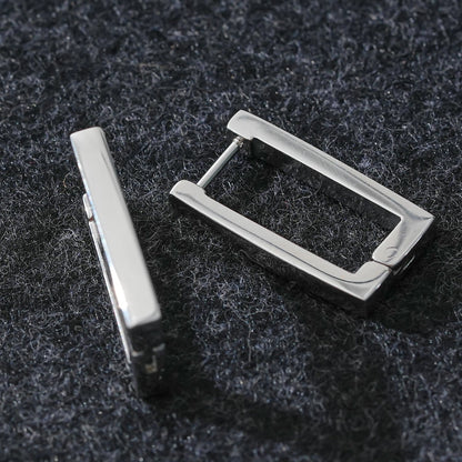 Style DELILAH: Rectangular Mini Hoop Earrings in Silver
