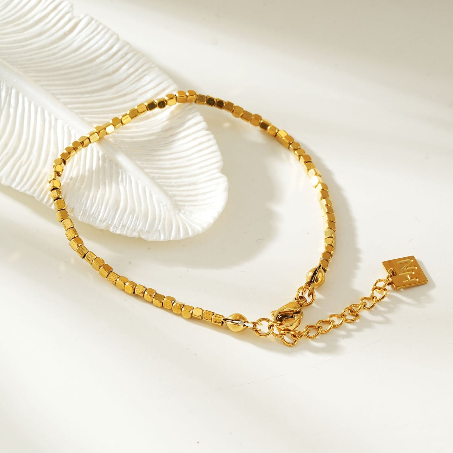 AMANI Gold: Geometric-Inspired Square Bead Bracelet