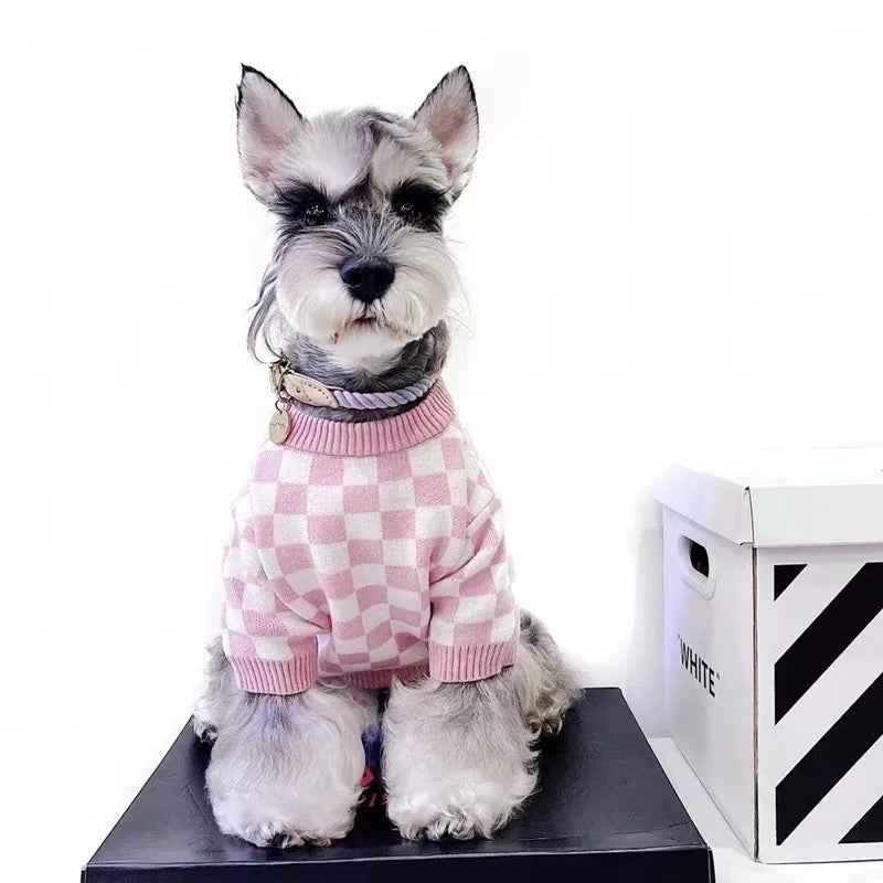 Sally Dog Sweater – Luxury Knit Checker Outfit for Dogs