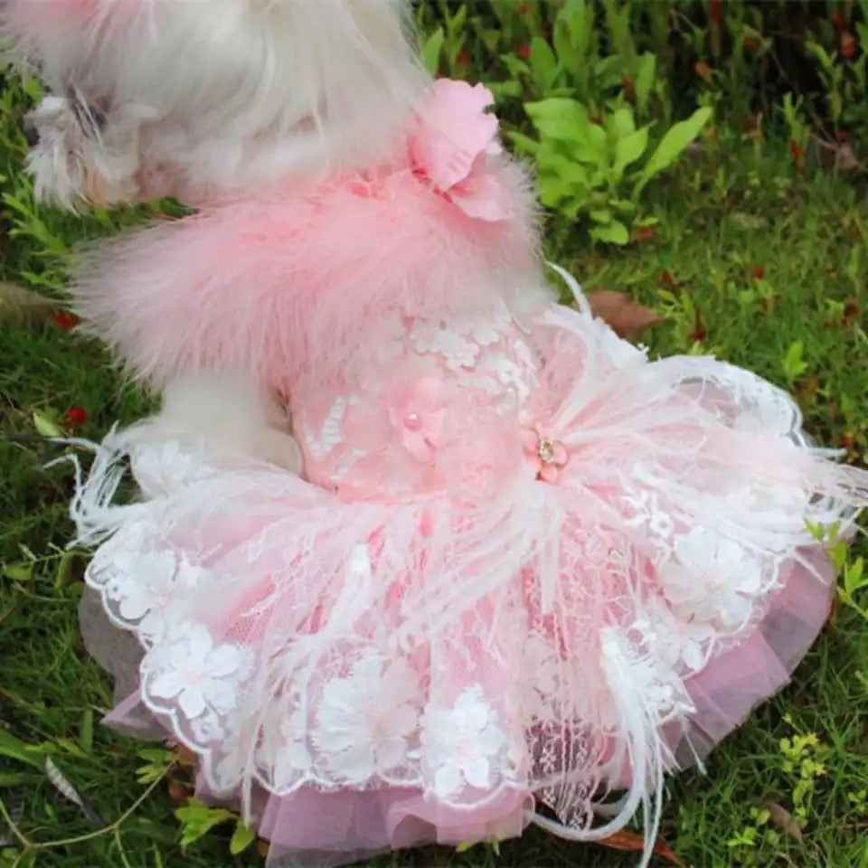 Baby Boo Feather Dog Dress | Elegant Occasion Dog Dress