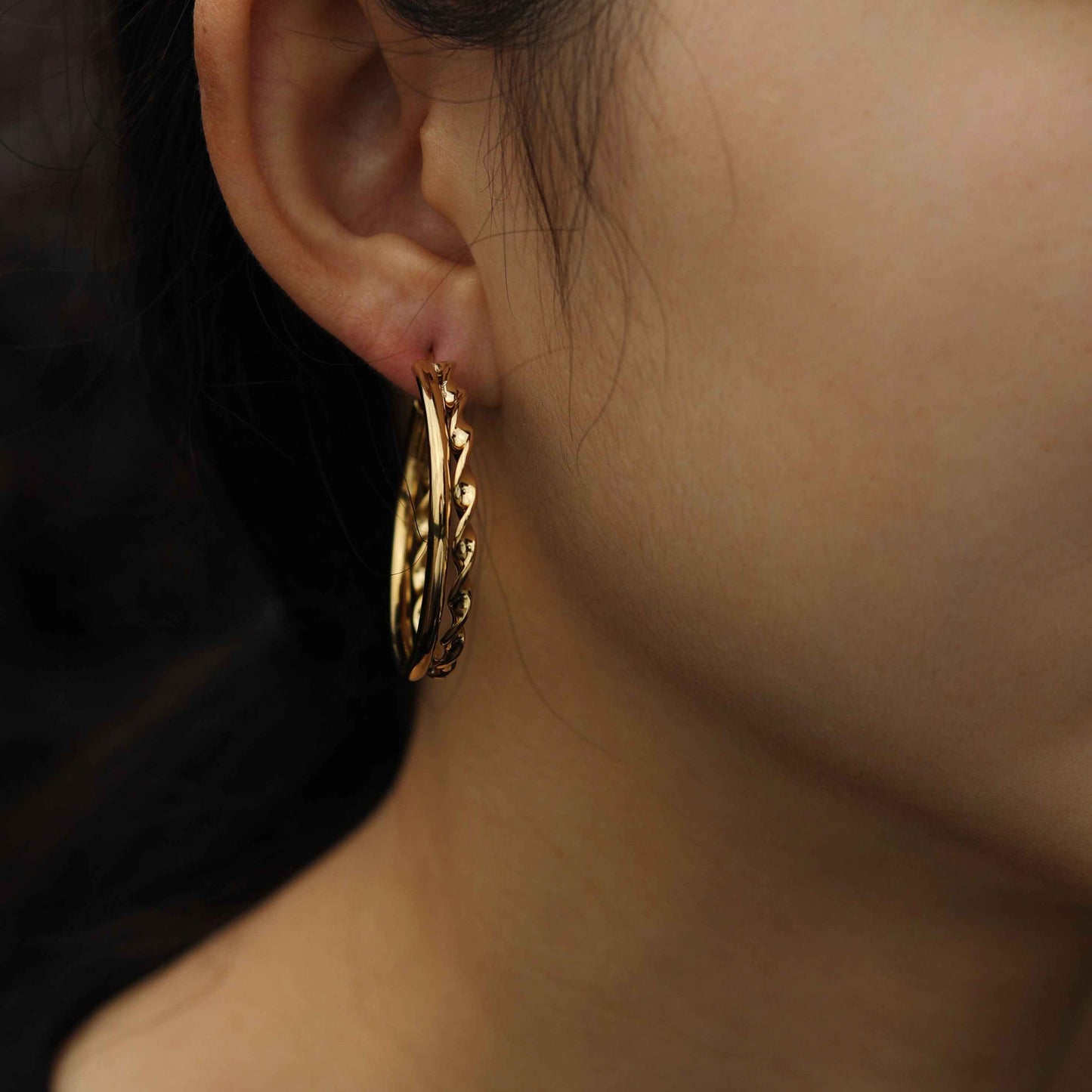 ESME Double Stacked Gold Hoop Earrings