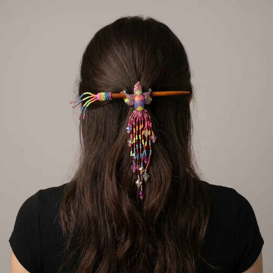 Rose Gold Hummingbird Beaded Hair Stick