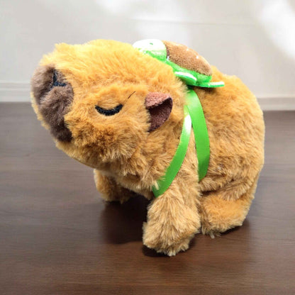 Interactive Electric Capybara Plush Toy with Turtle Backpack