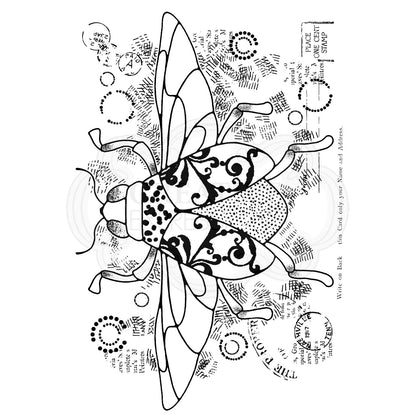 Woodware Clear Singles Dancing Beetle 4 in x 6 in Stamp