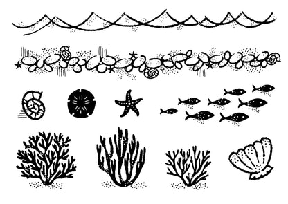 Woodware Clear Singles Sea Elements 4 in x 6 in Stamp