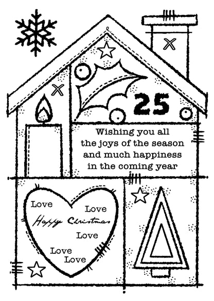 Woodware Clear Singles Christmas House 4 in x 6 in Stamp
