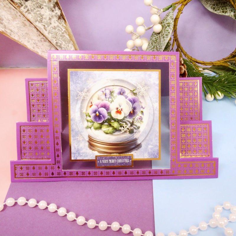 Festive Foiled Pattern Stepper Cards - Square Centrepiece