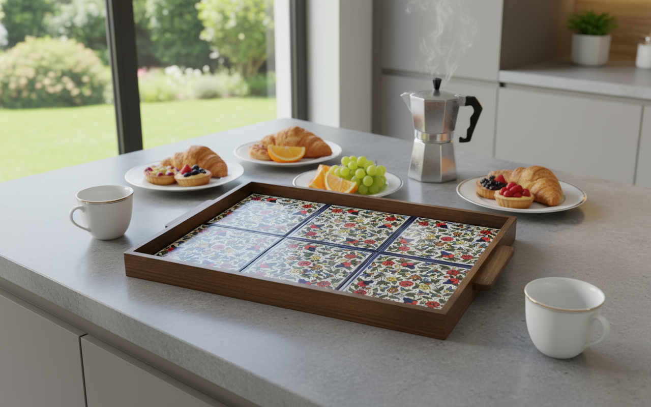 Handgemachtes palästinensisches Keramik-Serviertablett für Vorspeisen, Desserts oder Dekoration