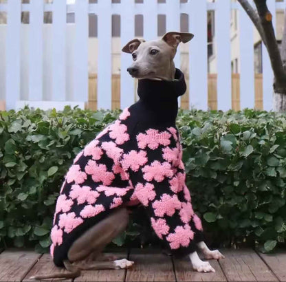 Pawsh Petals Sweater – Pink & Black Crochet Luxe Knit