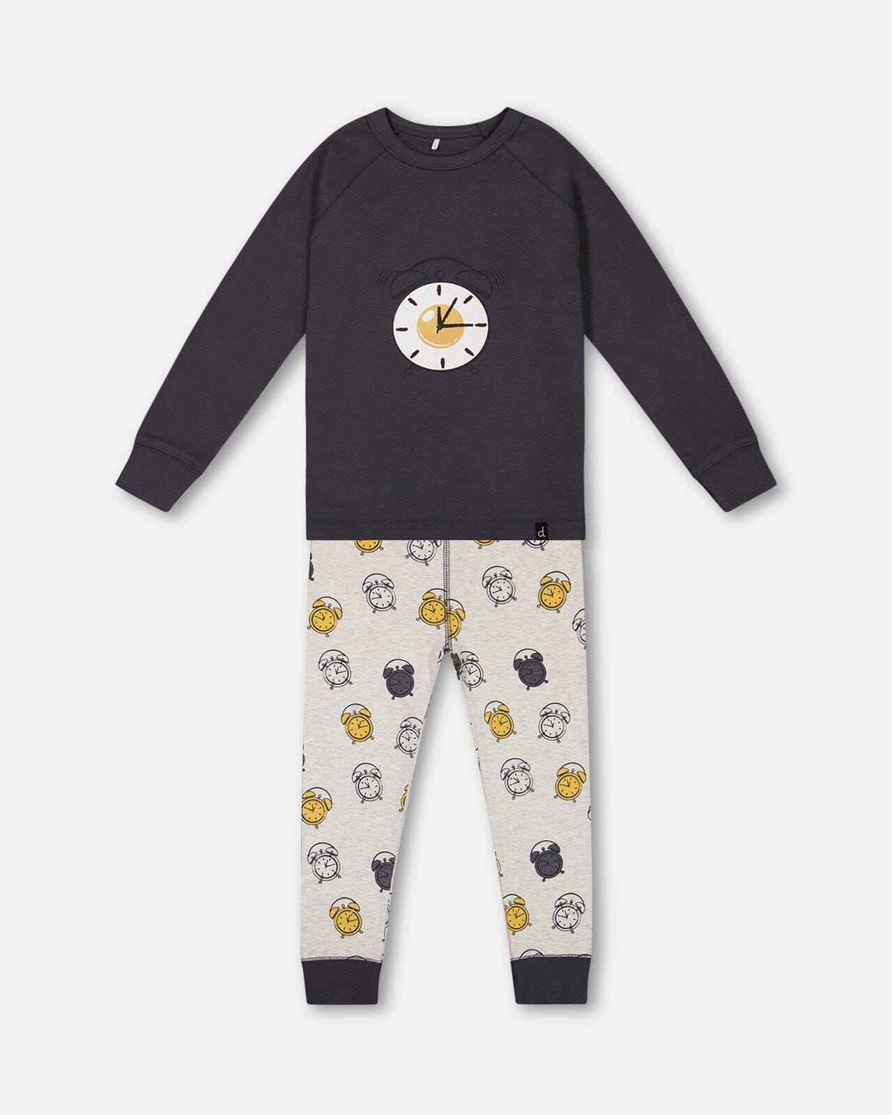 Organic Cotton Two Piece Pajama Set Gray Printed Egg-O-Clock