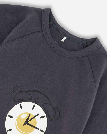 Organic Cotton Two Piece Pajama Set Gray Printed Egg-O-Clock