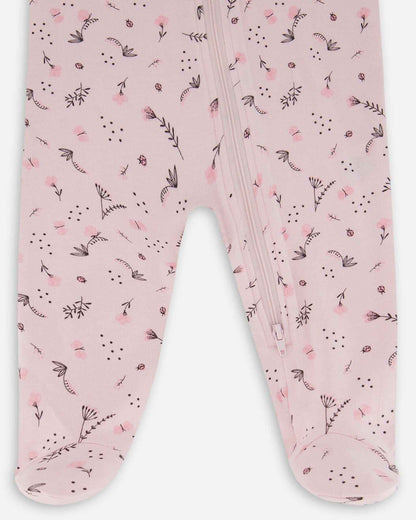 Printed Organic Cotton One-Piece Pajama Off-White And Multi Truck