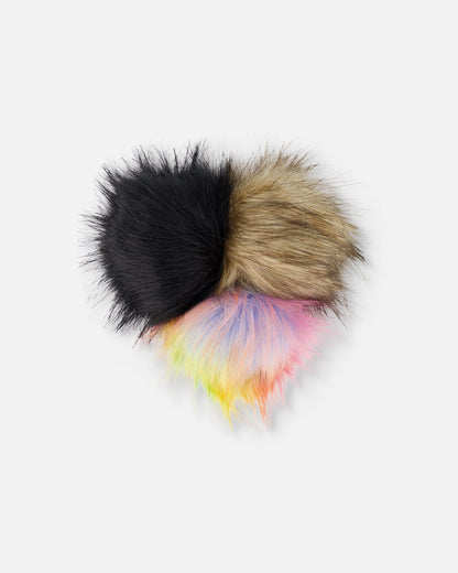 Black Fake Fur Pompom For Hat