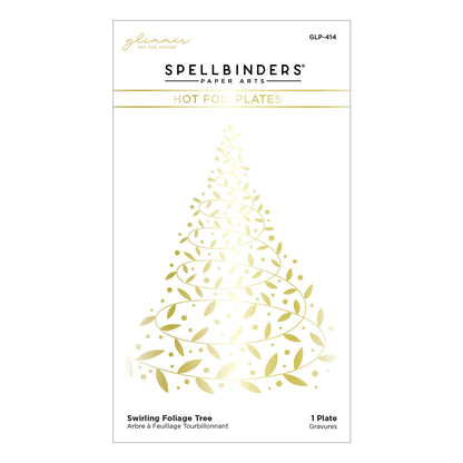 Swirling Foliage Tree Hot Foil Plate from the Glimmer for the Holidays Collection