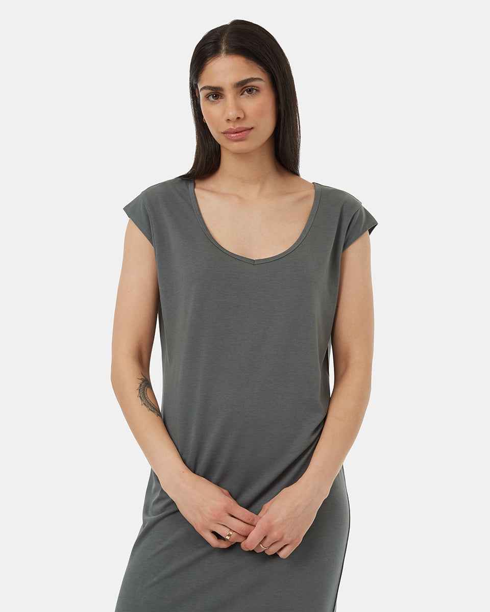TreeBlend V-Neck Midi Dress