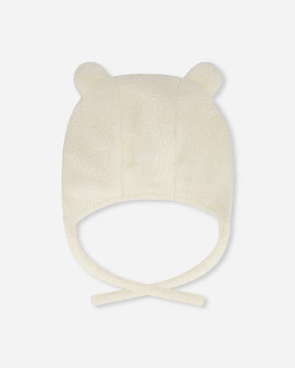 Lined Baby Sherpa Hat With Ear Flaps Off-White