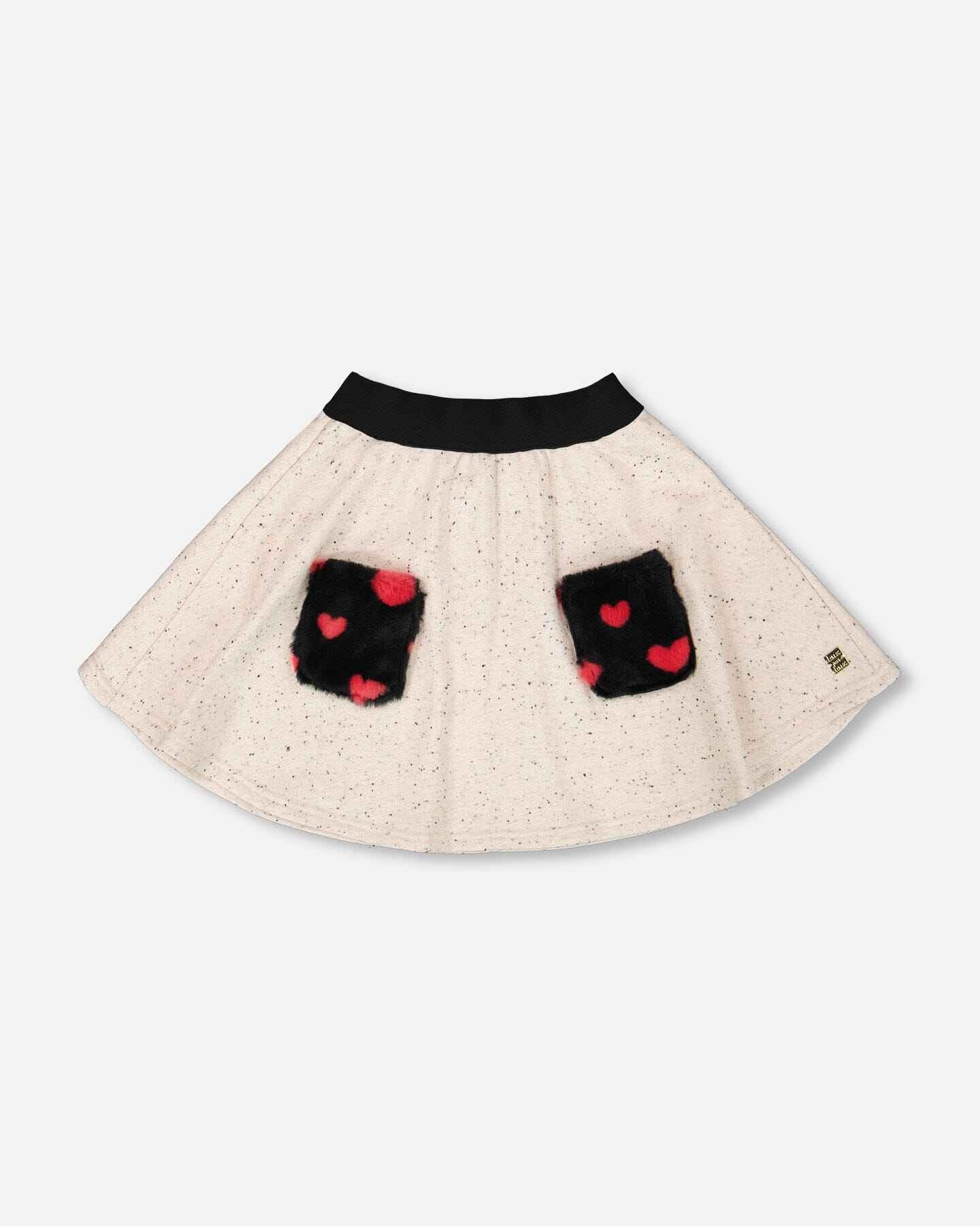 Glittering French Terry Skirt Beige And Black