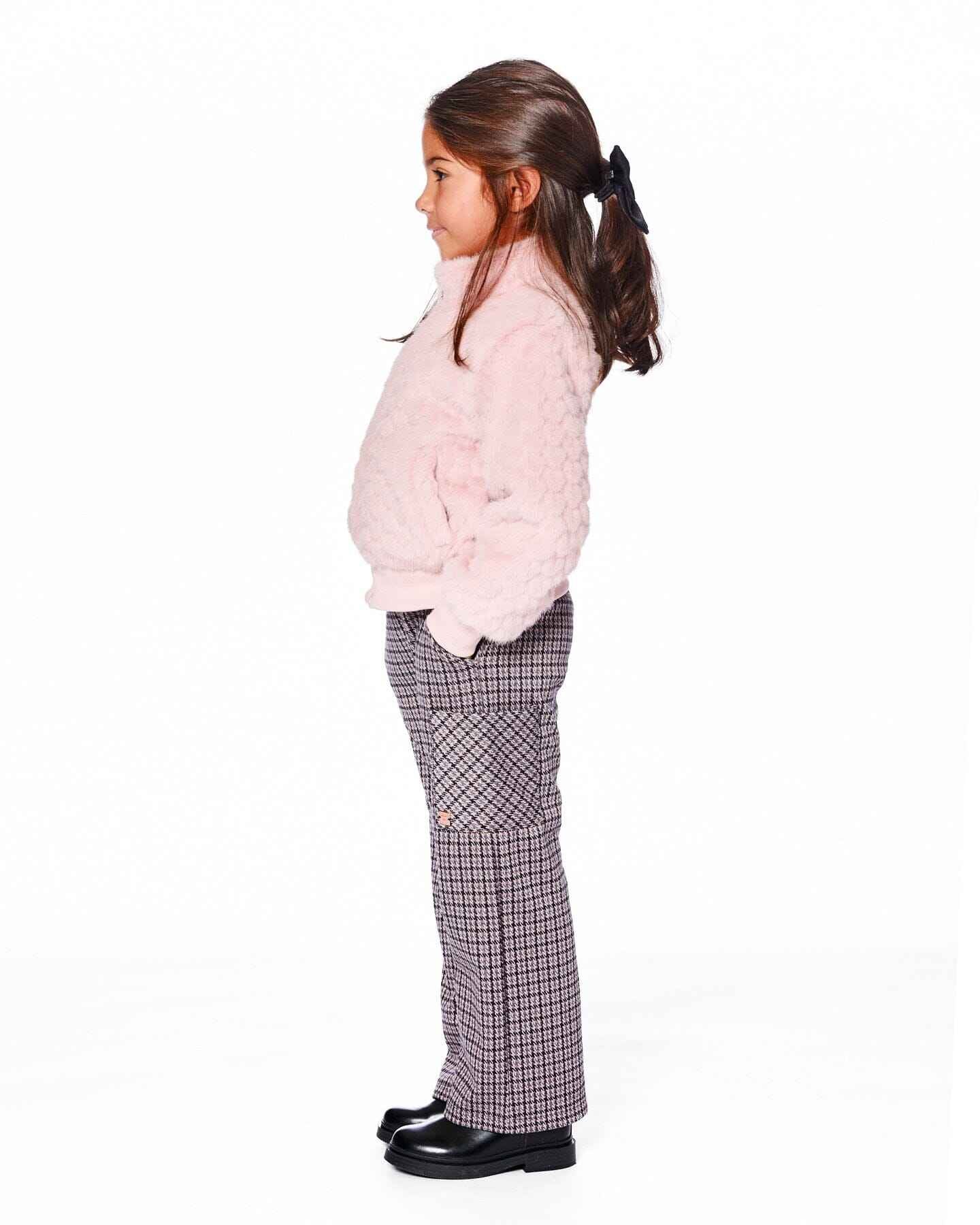 Jacquard Knit Flare Pants With Houndstooth Pattern