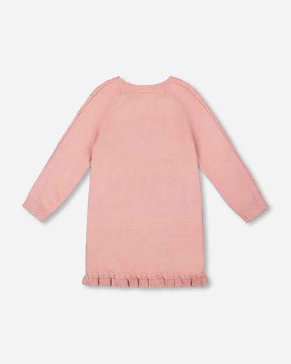 Knitted Dress Dusty Pink With Unicorn Intarsia