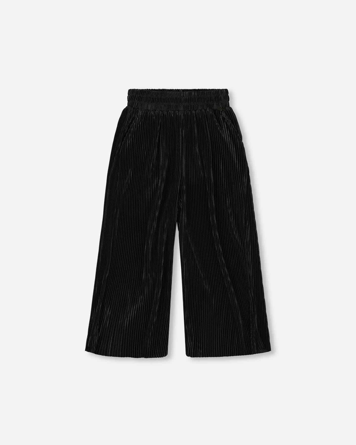 Wide Leg Pleated Pants Black